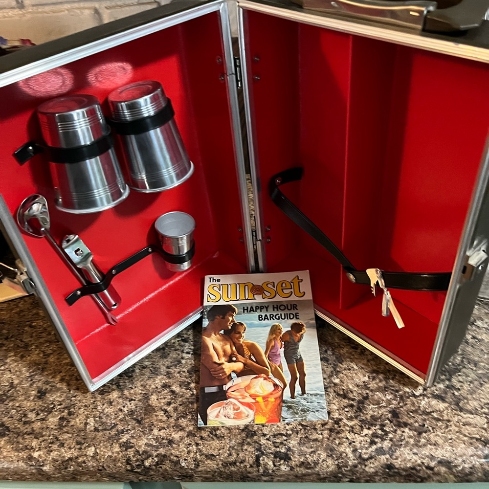 Vintage Bar Set with Red Interior